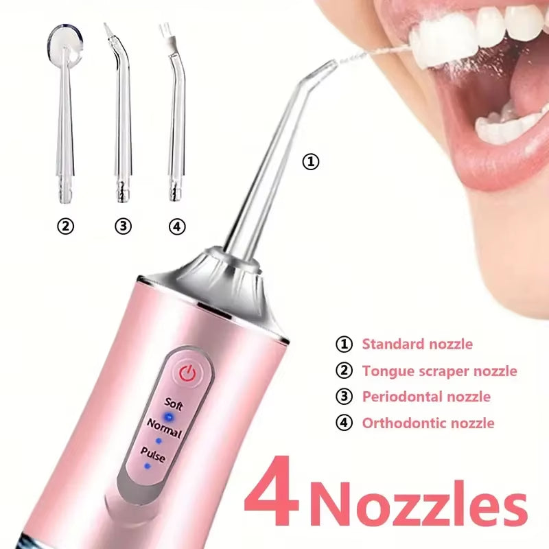 Experience Ultimate Dental Care Anywhere: Powerful USB Rechargeable Oral Irrigator with 3 Cleaning Modes and 4 Versatile Nozzles