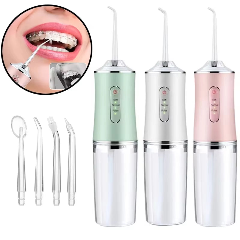 Experience Ultimate Dental Care Anywhere: Powerful USB Rechargeable Oral Irrigator with 3 Cleaning Modes and 4 Versatile Nozzles
